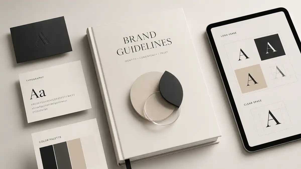 Ilustrácia článku o brandbooku, vizuálnej identite, dizajne a rozpoznateľnosti firmy