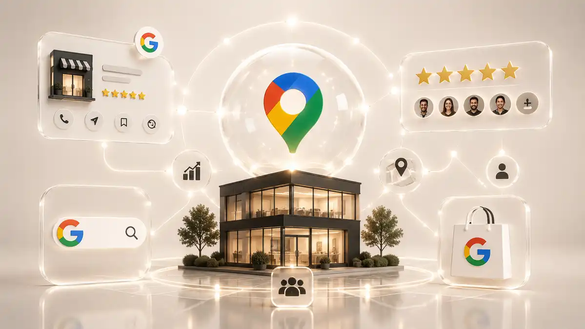 Ilustrácia k článku o získavaní klientov cez Google v Bratislave, lokálnom SEO, Google Business Profile a recenziách