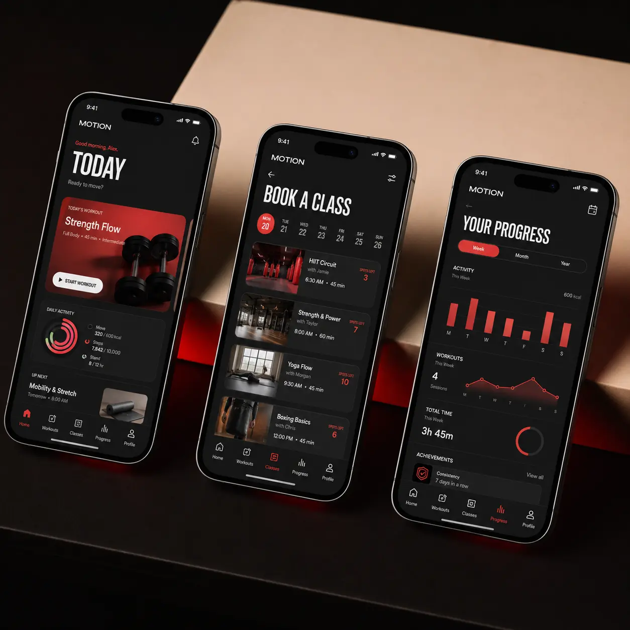 UX a UI dizajn fitness aplikácie Motion