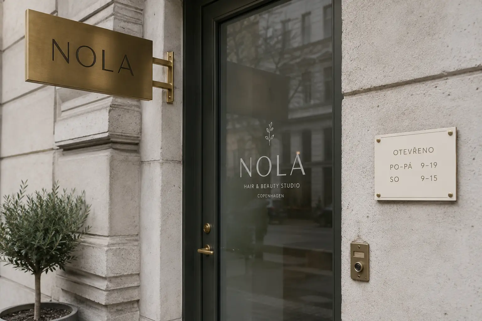 Označenie prevádzky a otváracích hodín salónu Nola